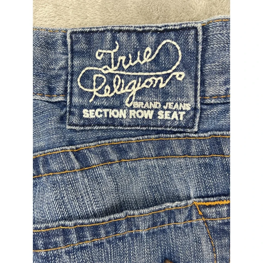 VTG True Religion Men's Jeans 36x30‎ Blue Suede Horseshoe Mid Rise Whisker
